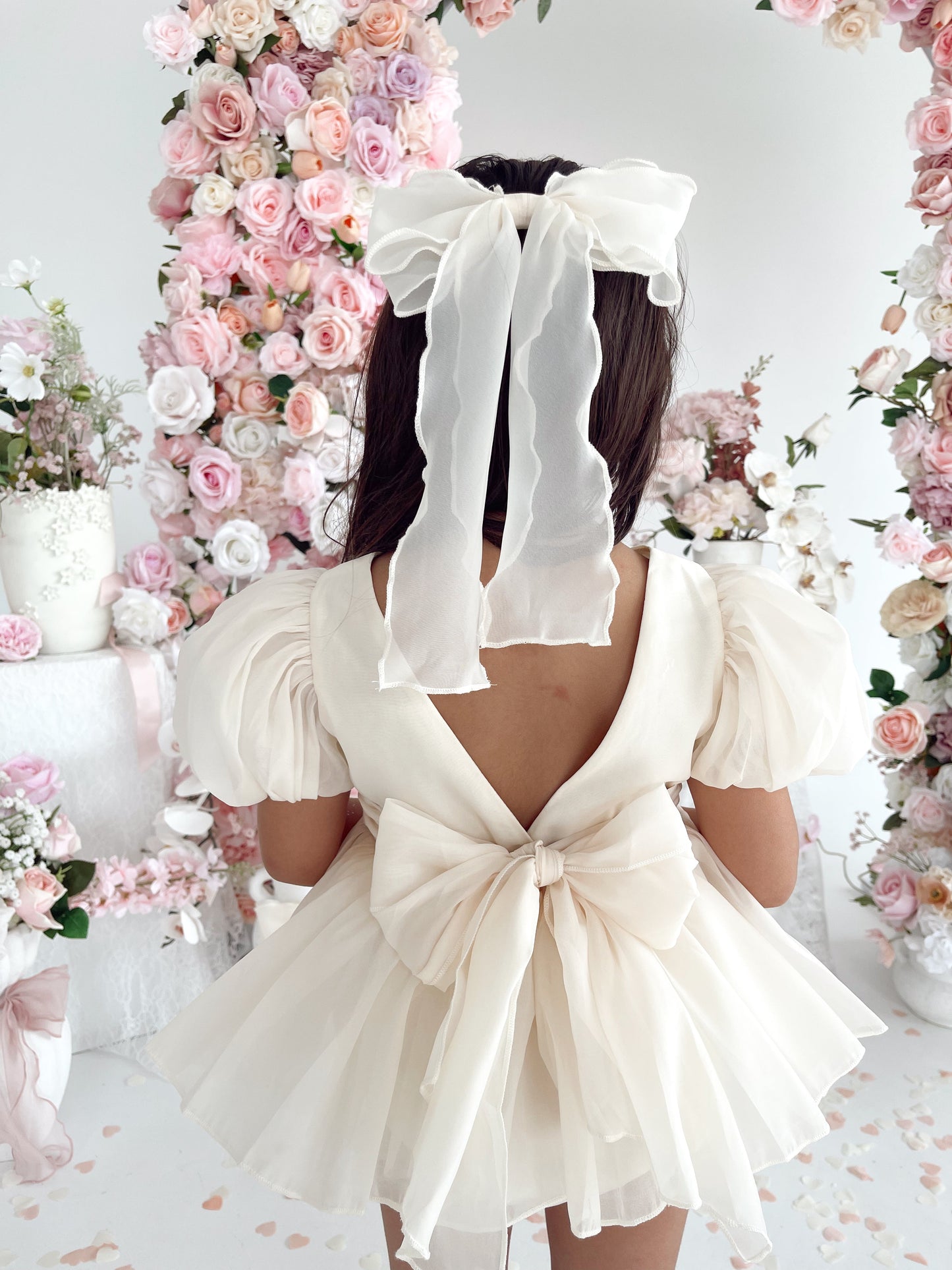 Clementine Matte Cream Organza Baby Girl Romper