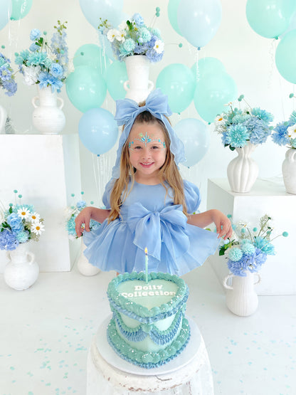 Dolly Dove Blue Organza Baby Girl Party Romper