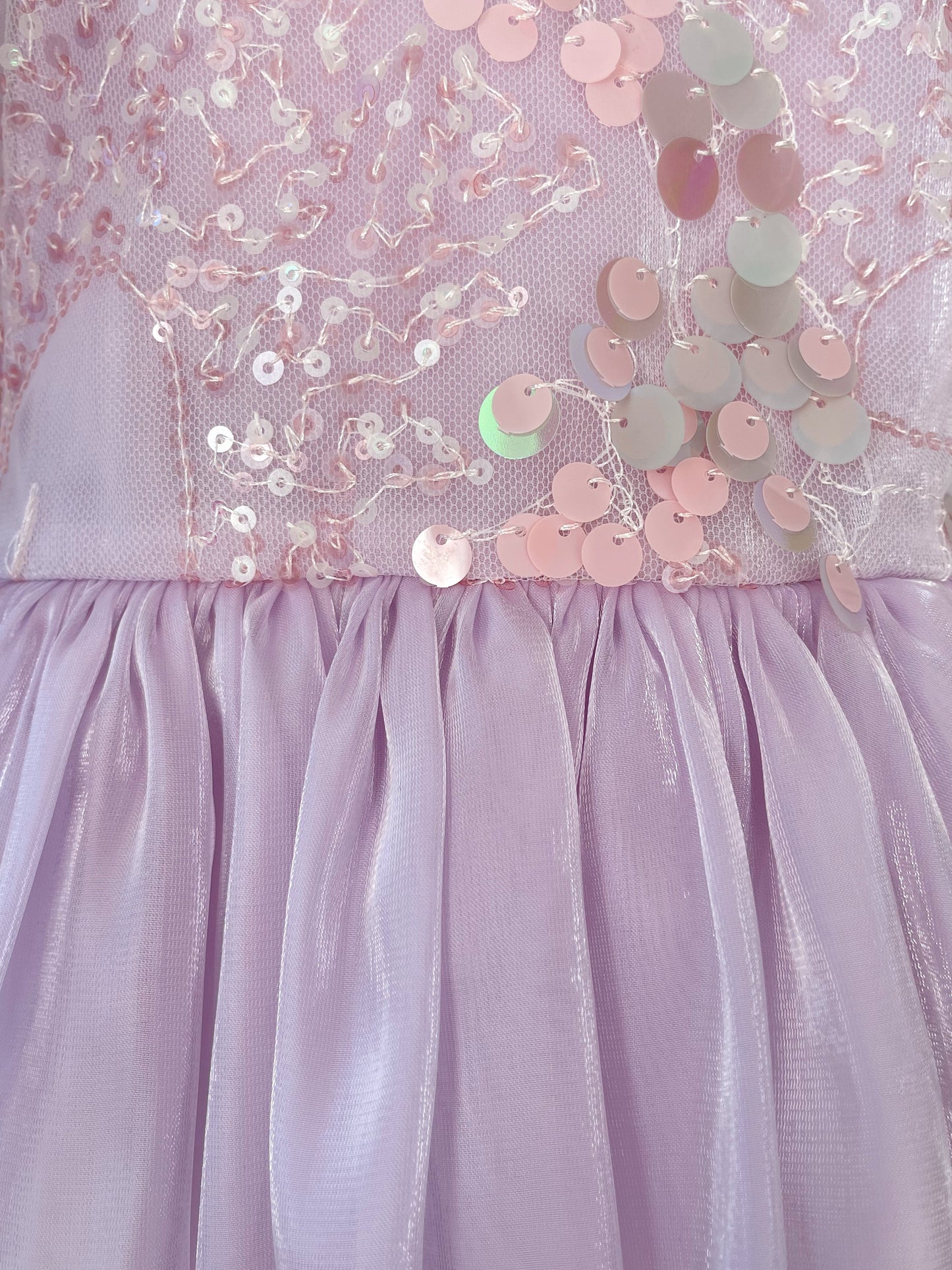 Ariel Purple Pearl Organza Sequin Baby Girl Party Romper