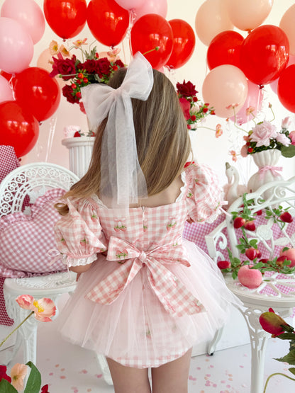 Berry Bliss Pink Gingham Baby Girl Tulle Party Romper