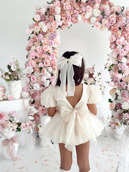Clementine Matte Cream Organza Baby Girl Romper