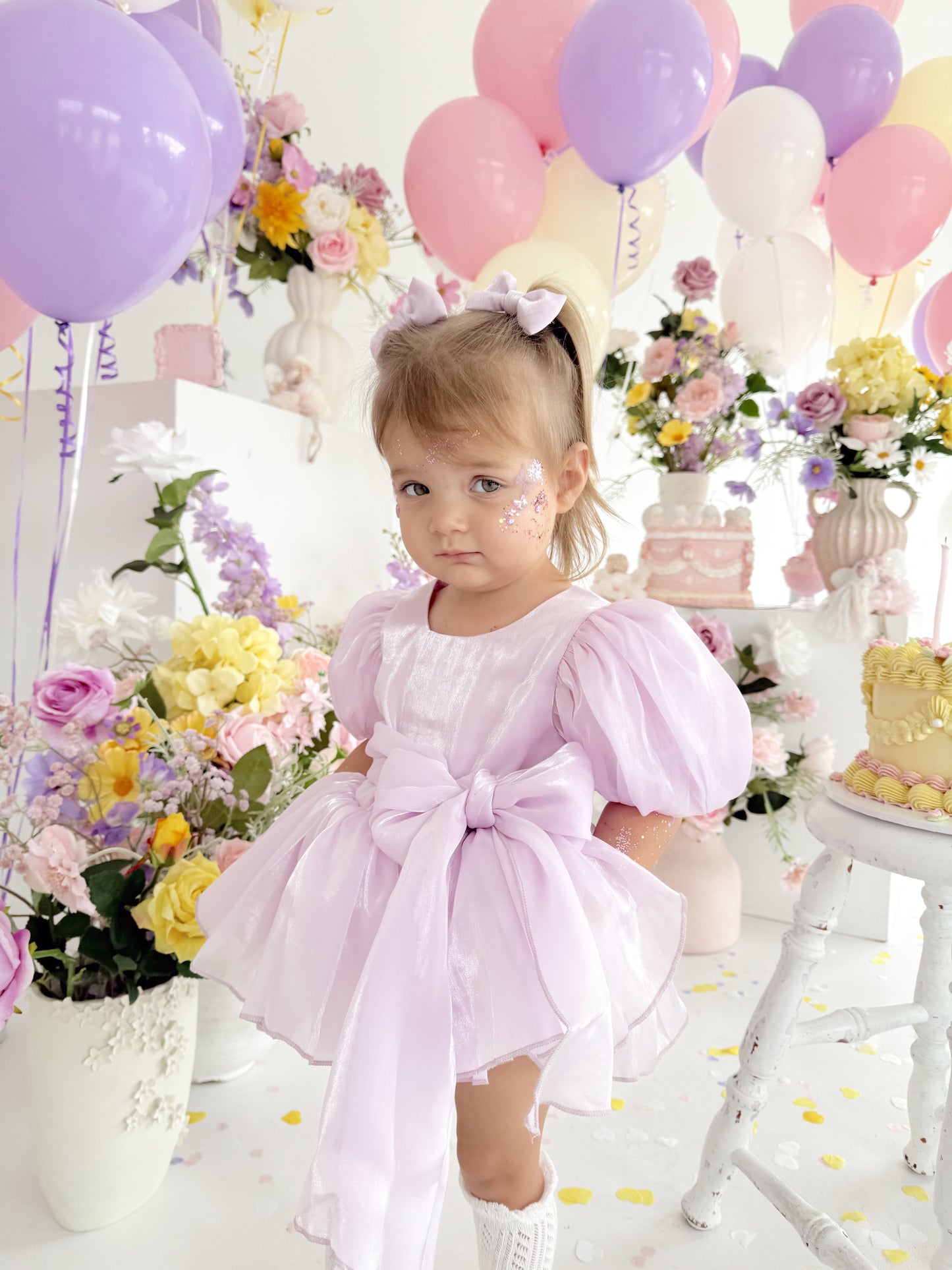 Scarlette Rose Purple Pearl Organza Baby Girl Party Romper