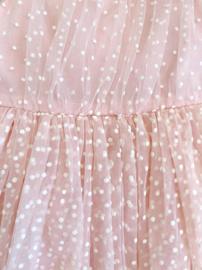 Swiss Dot Bloom Pink Rose Baby Girl Tulle Party Romper