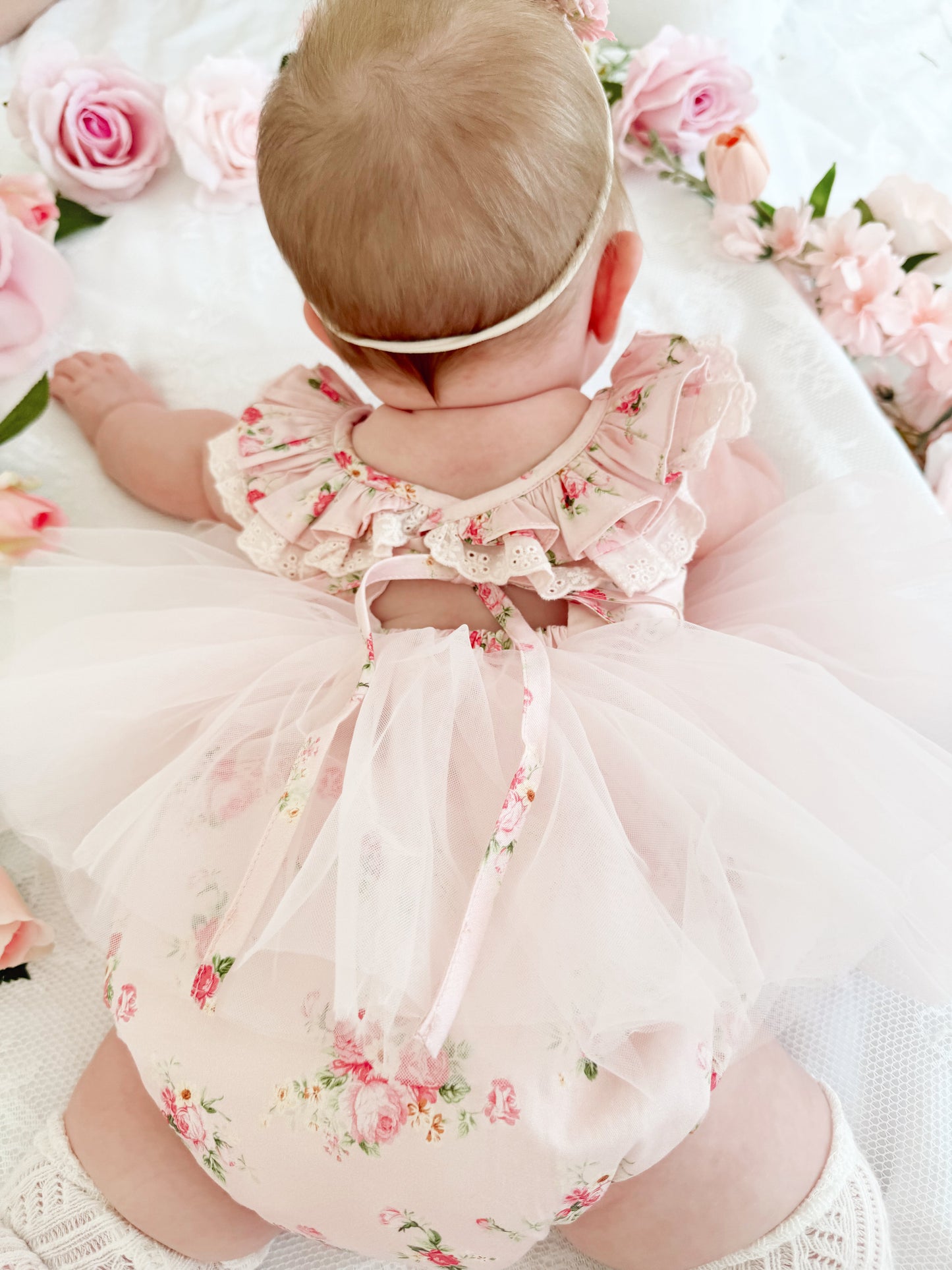Mirabelle Flower Candy Pink Baby Girl Floral Tulle Party Romper