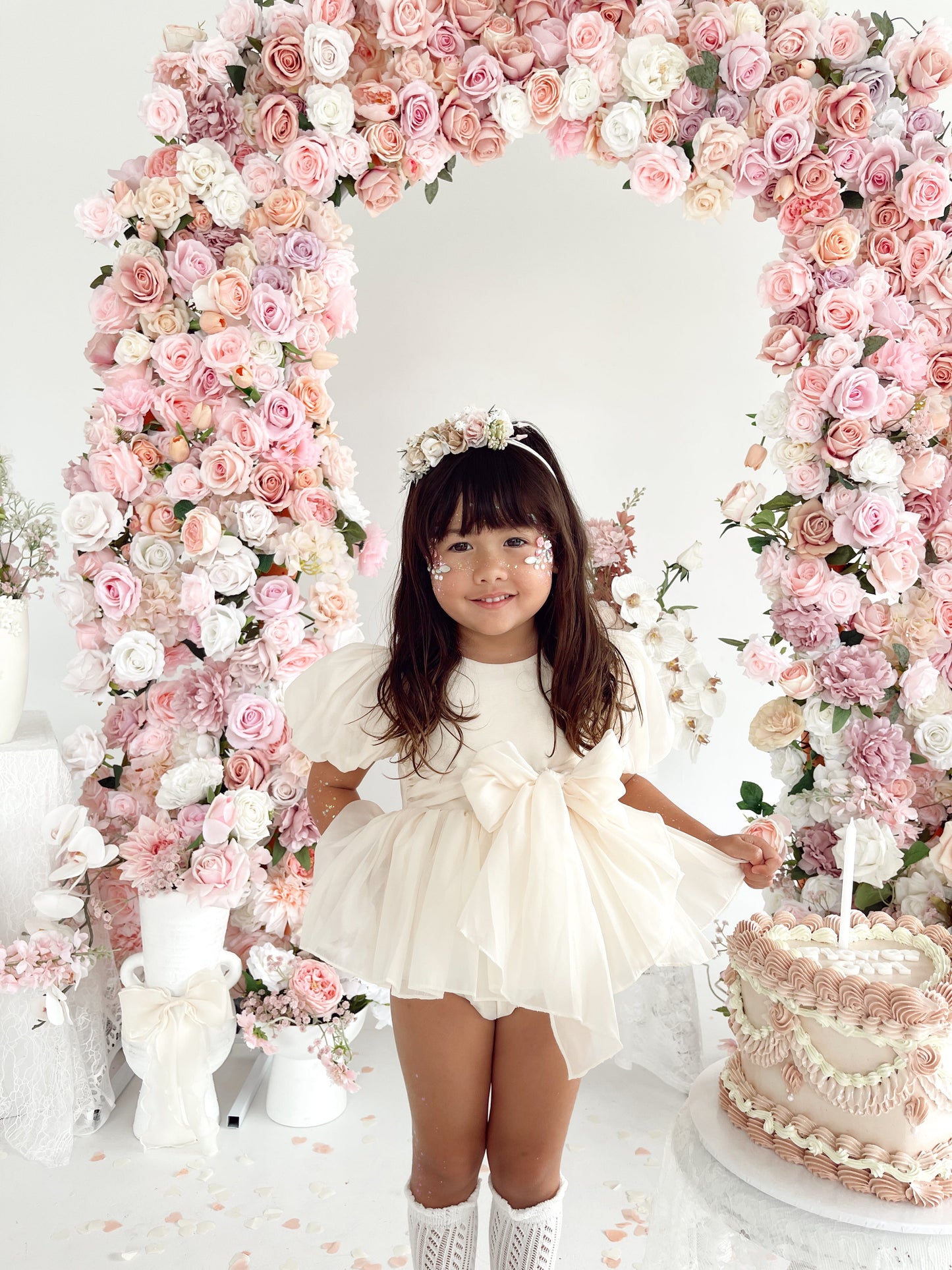Clementine Matte Cream Organza Baby Girl Romper
