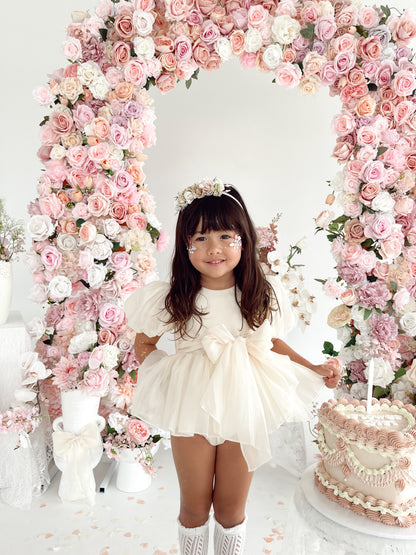 Clementine Matte Cream Organza Baby Girl Romper