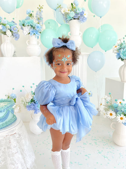 Dolly Dove Blue Organza Baby Girl Party Romper