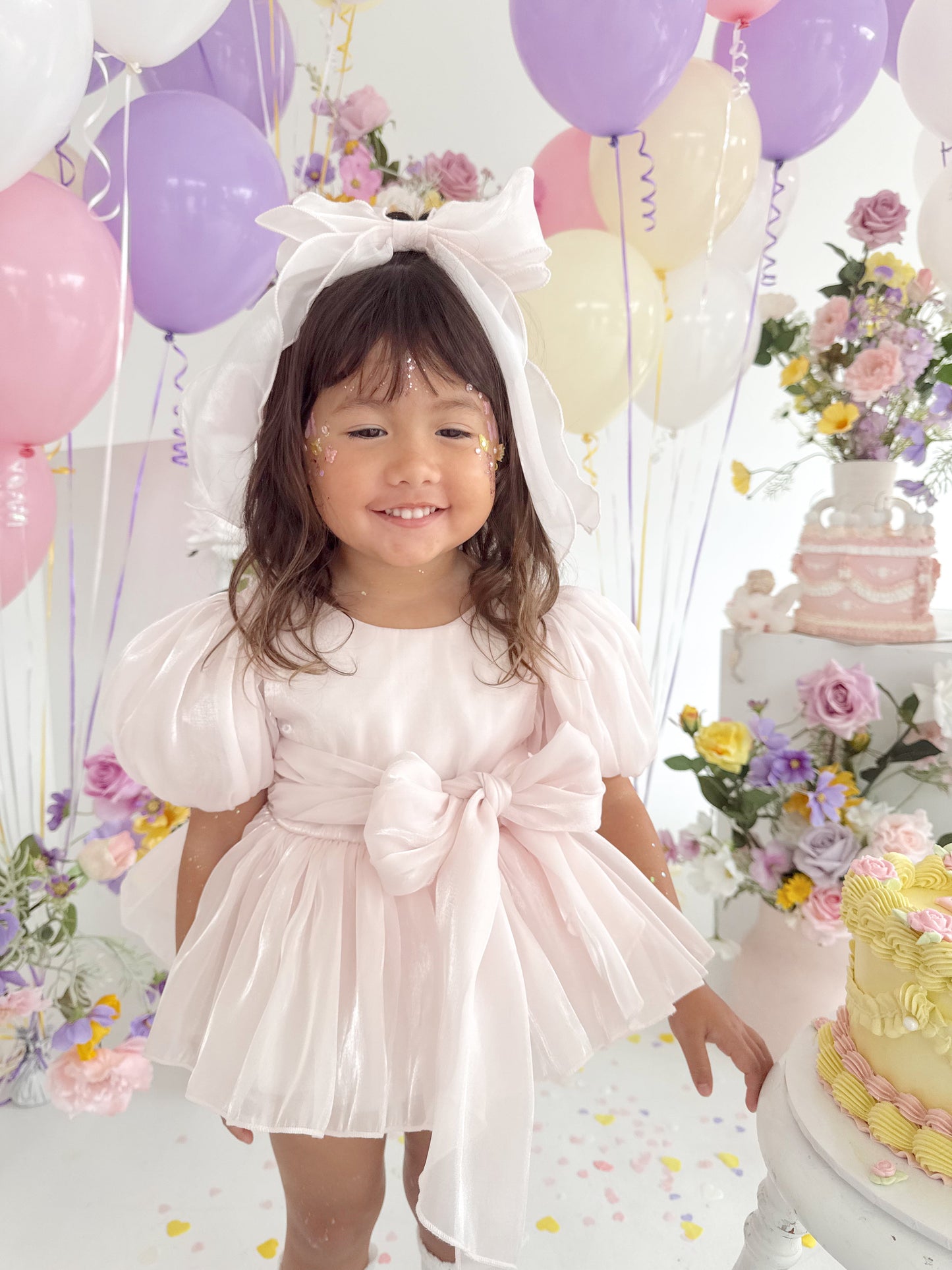 Scarlette Rose Petal Pink Organza Baby Girl Party Romper