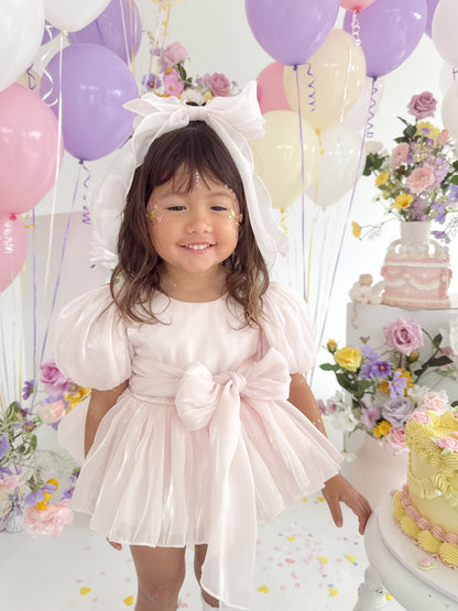 Scarlette Rose Petal Pink Organza Baby Girl Party Romper