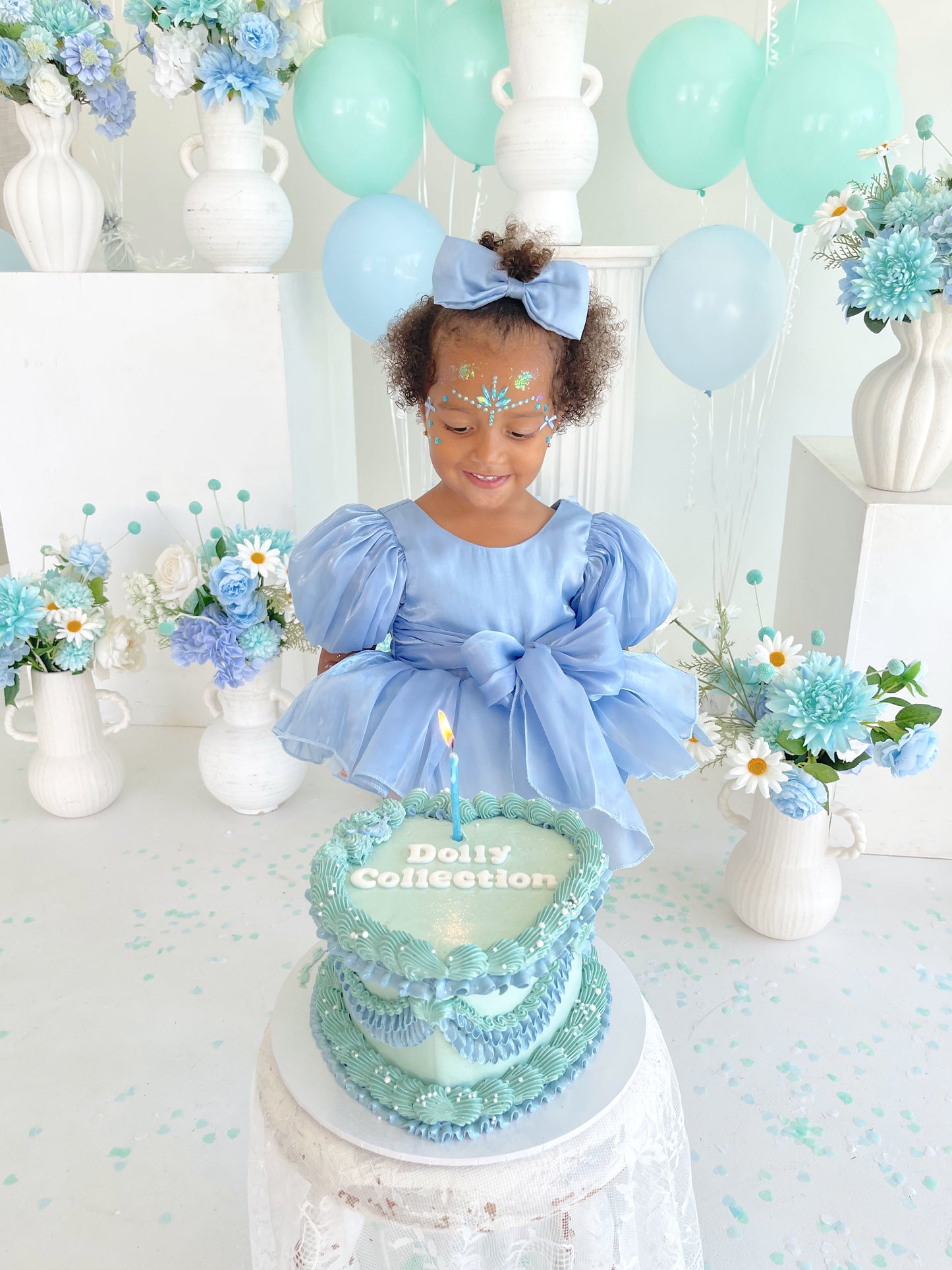 Dolly Dove Blue Organza Baby Girl Party Romper