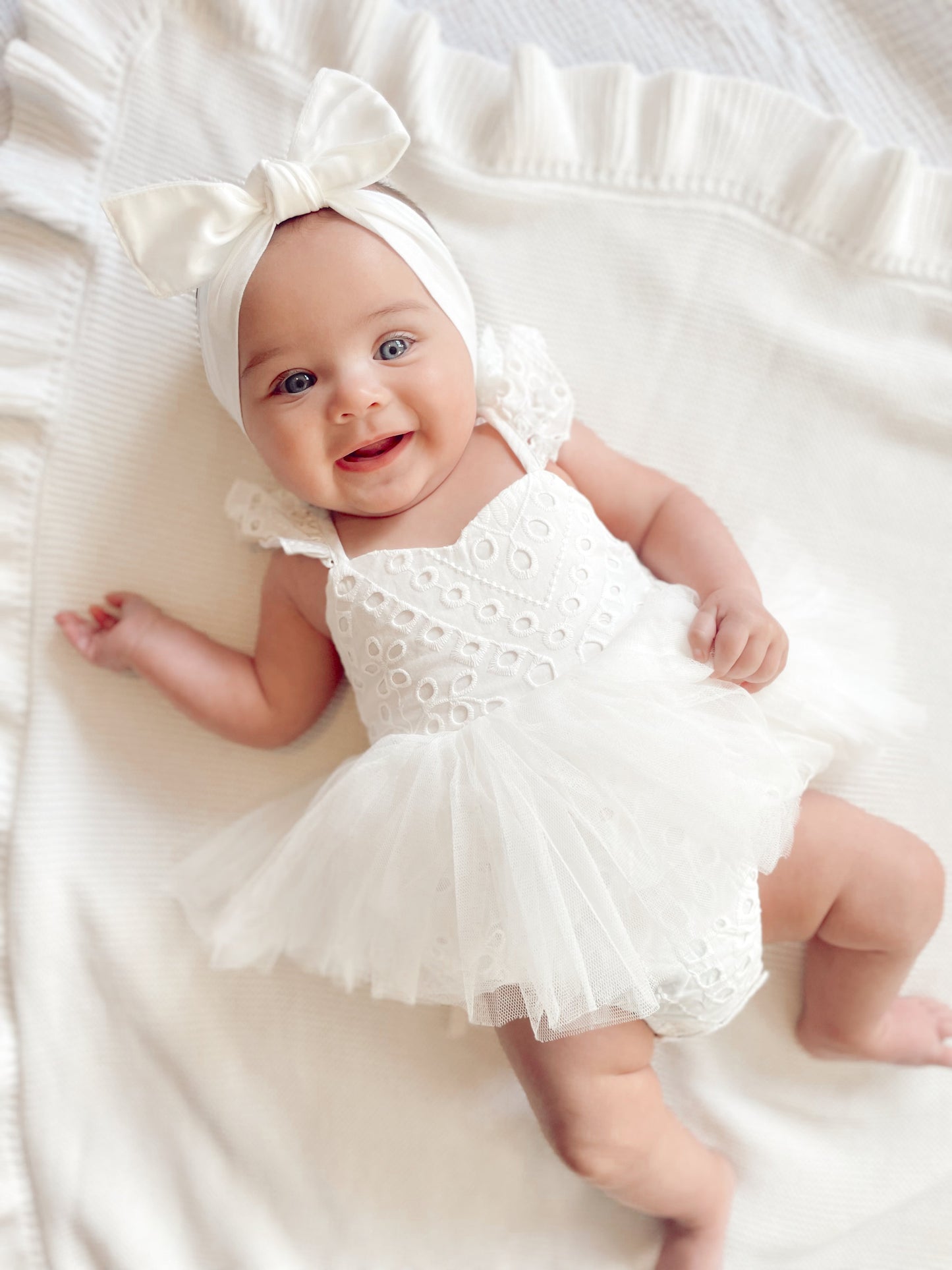 Trixie Belle White Tutu Baby Girl Tulle Party Romper