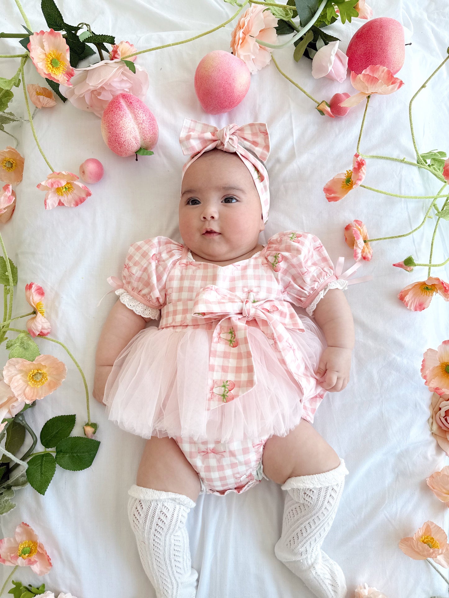 Berry Bliss Pink Gingham Baby Girl Tulle Party Romper