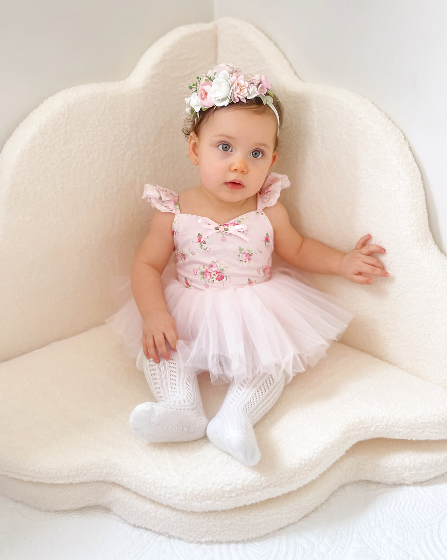 Mirabelle Flower Candy Pink Baby Girl Floral Tulle Party Romper