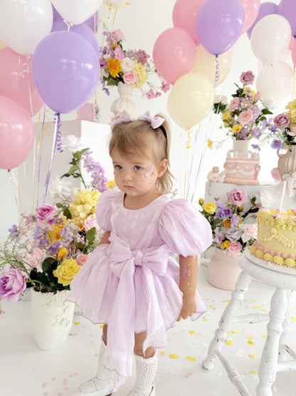 Scarlette Rose Purple Pearl Organza Baby Girl Party Romper