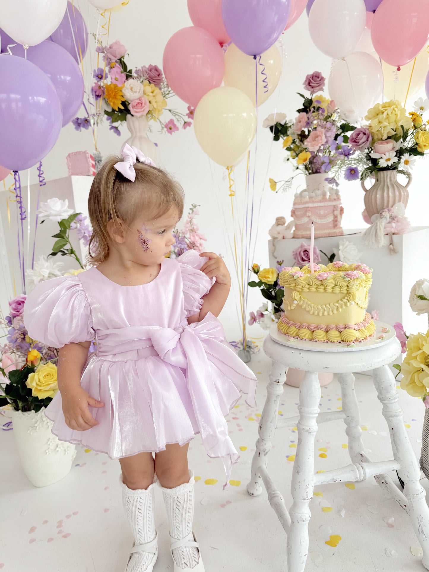 Scarlette Rose Purple Pearl Organza Baby Girl Party Romper