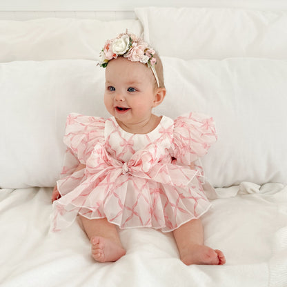 Pretty In Pink Organza Baby Girl Party Romper
