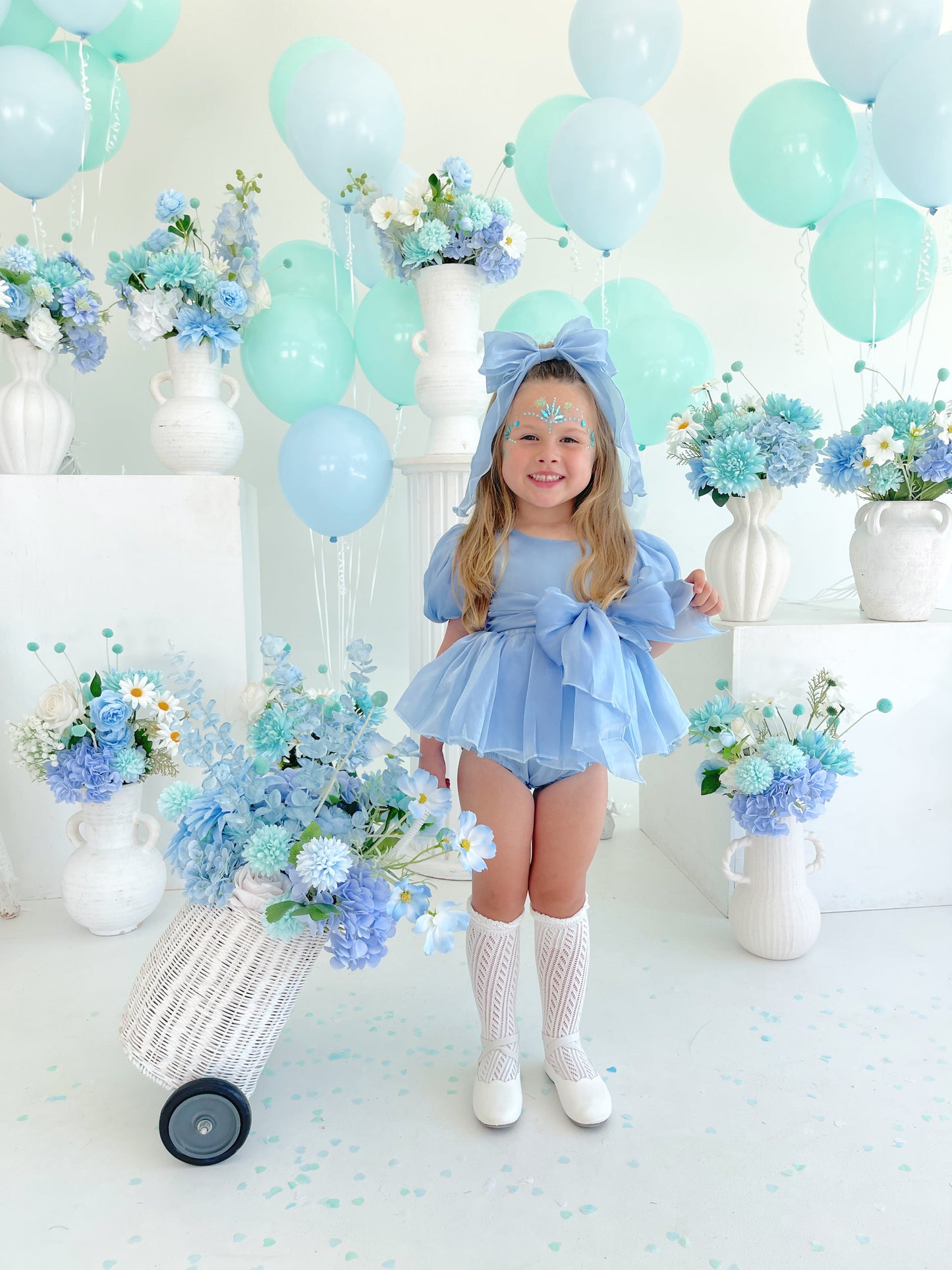 Dolly Dove Blue Organza Baby Girl Party Romper