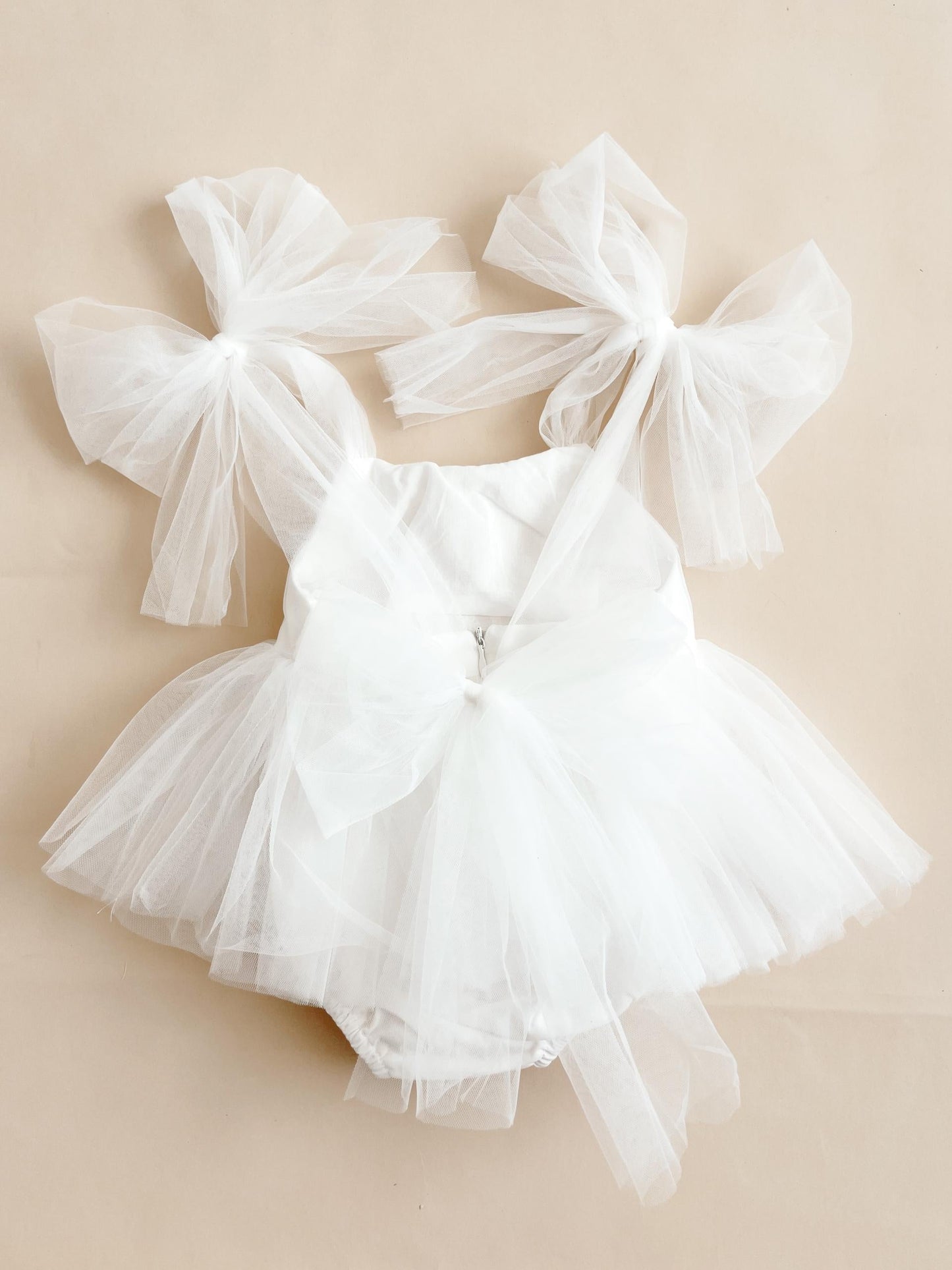 White English Rose Baby Girl Tulle Romper