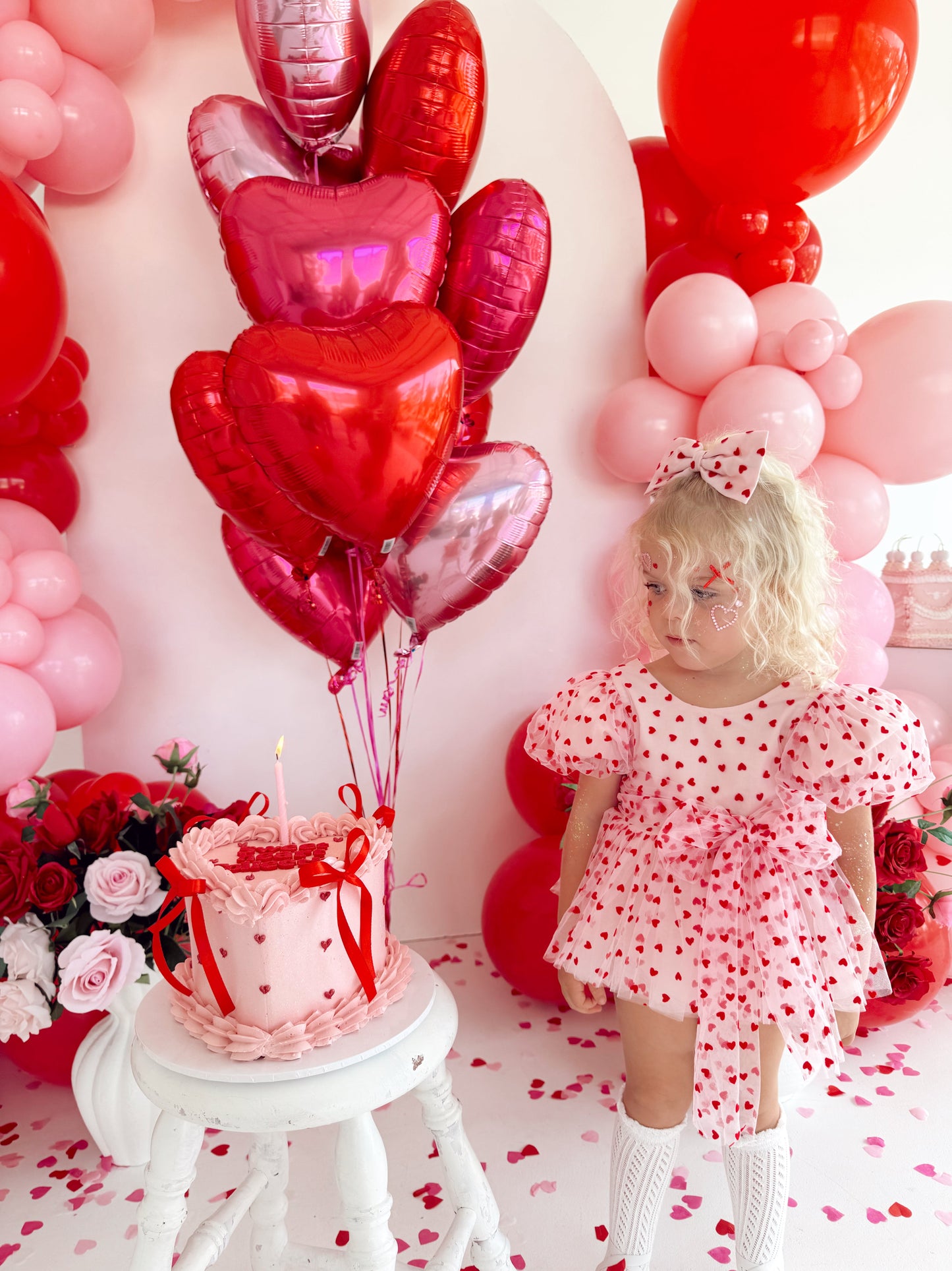 Lover Pink Heart Baby Girl Tulle Party Romper