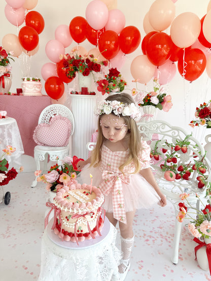 Berry Bliss Pink Gingham Baby Girl Tulle Party Romper