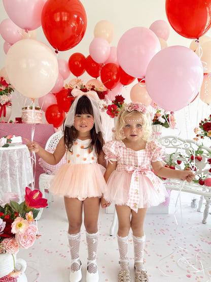 Berry Bliss Pink Gingham Baby Girl Tulle Party Romper