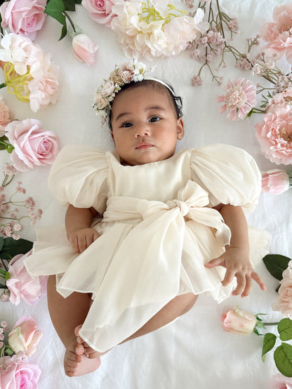 Clementine Matte Cream Organza Baby Girl Romper