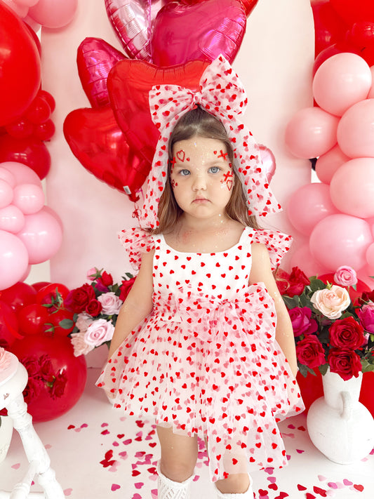 Valentina White Heart Baby Girl Tulle Party Romper
