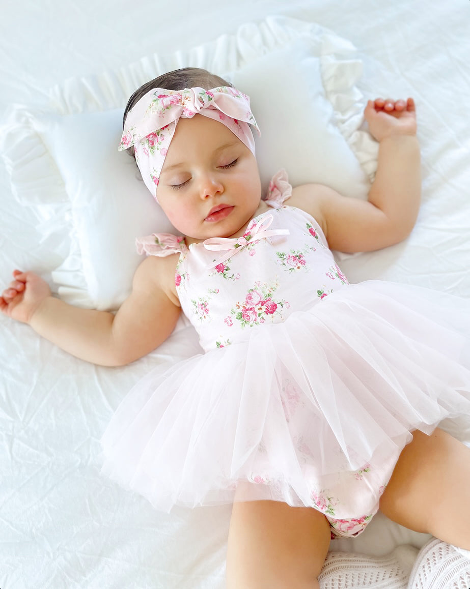 Mirabelle Flower Candy Pink Baby Girl Floral Tulle Party Romper