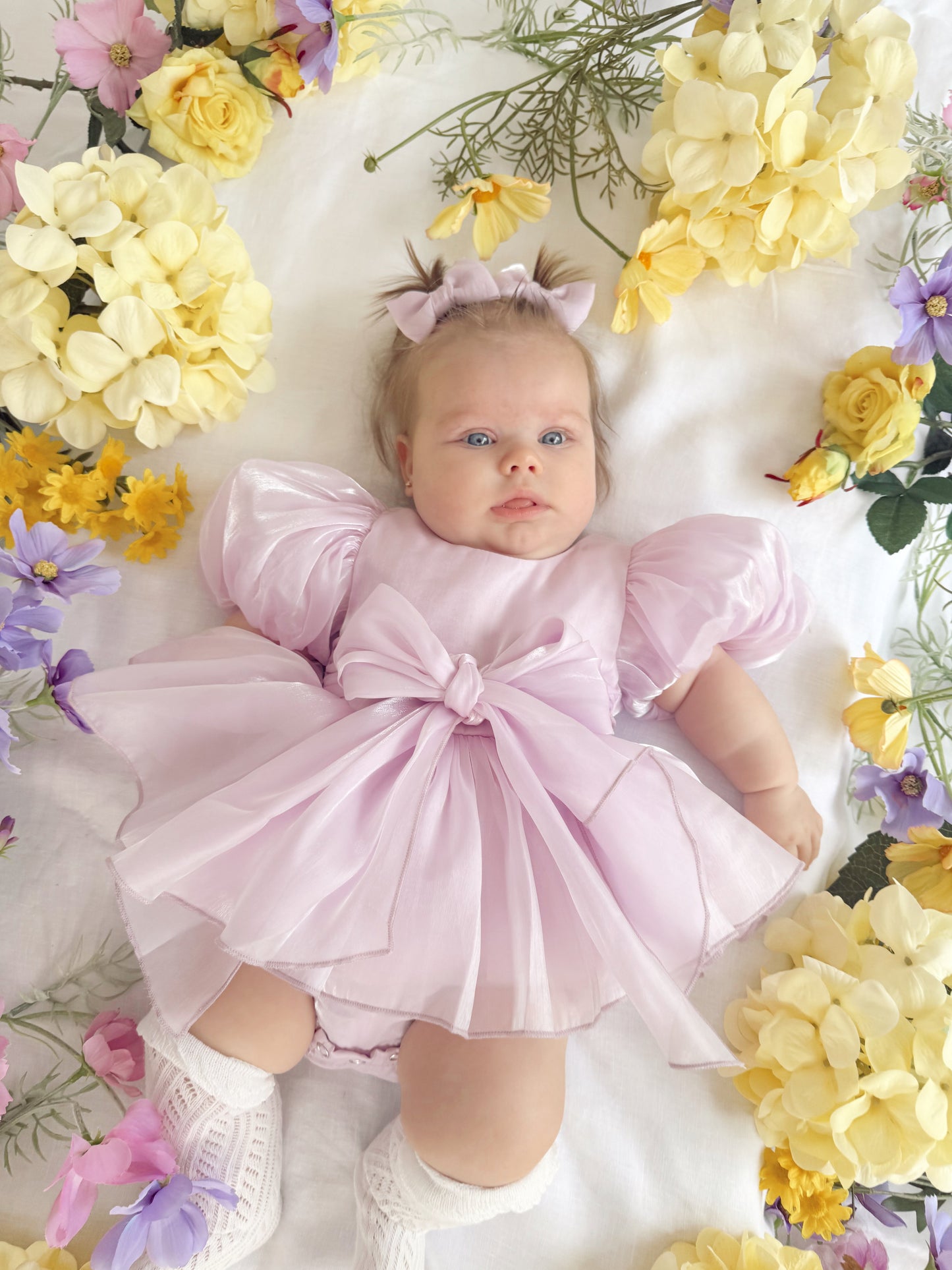 Scarlette Rose Purple Pearl Organza Baby Girl Party Romper