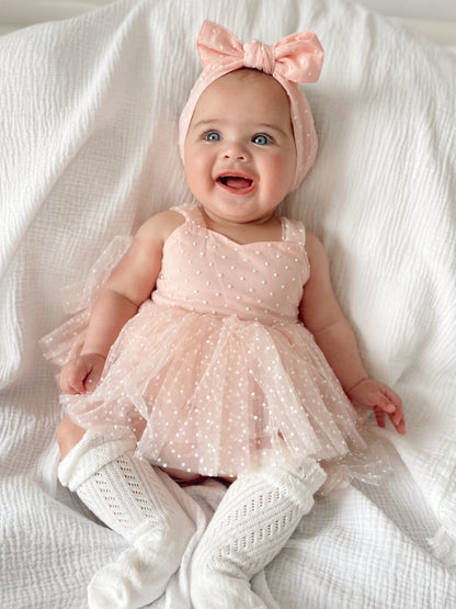 Wildflower Pink Rose Baby Girl Tulle Party Romper