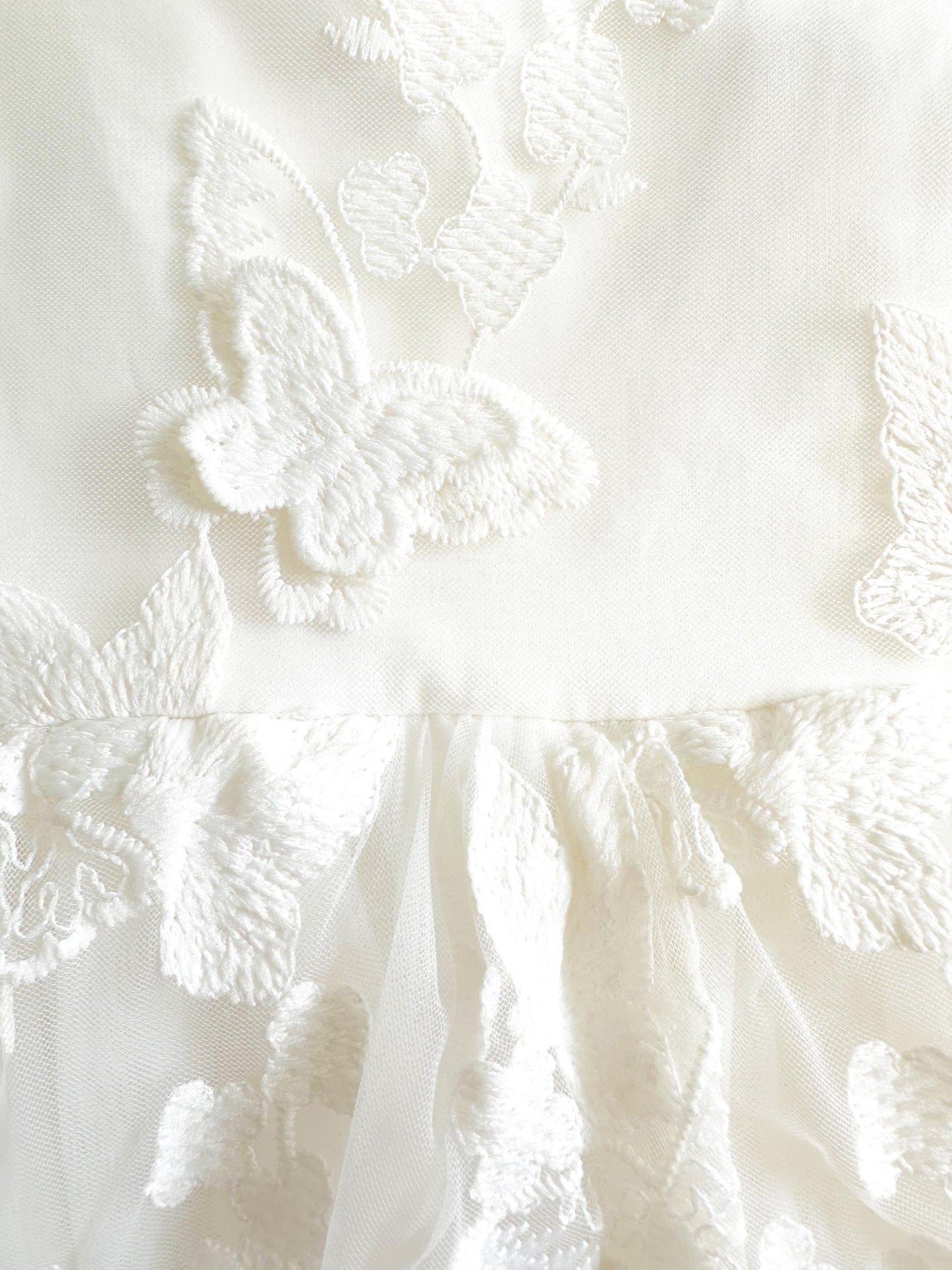 White Butterfly Kisses Baby Girls Embroidered Tulle Romper
