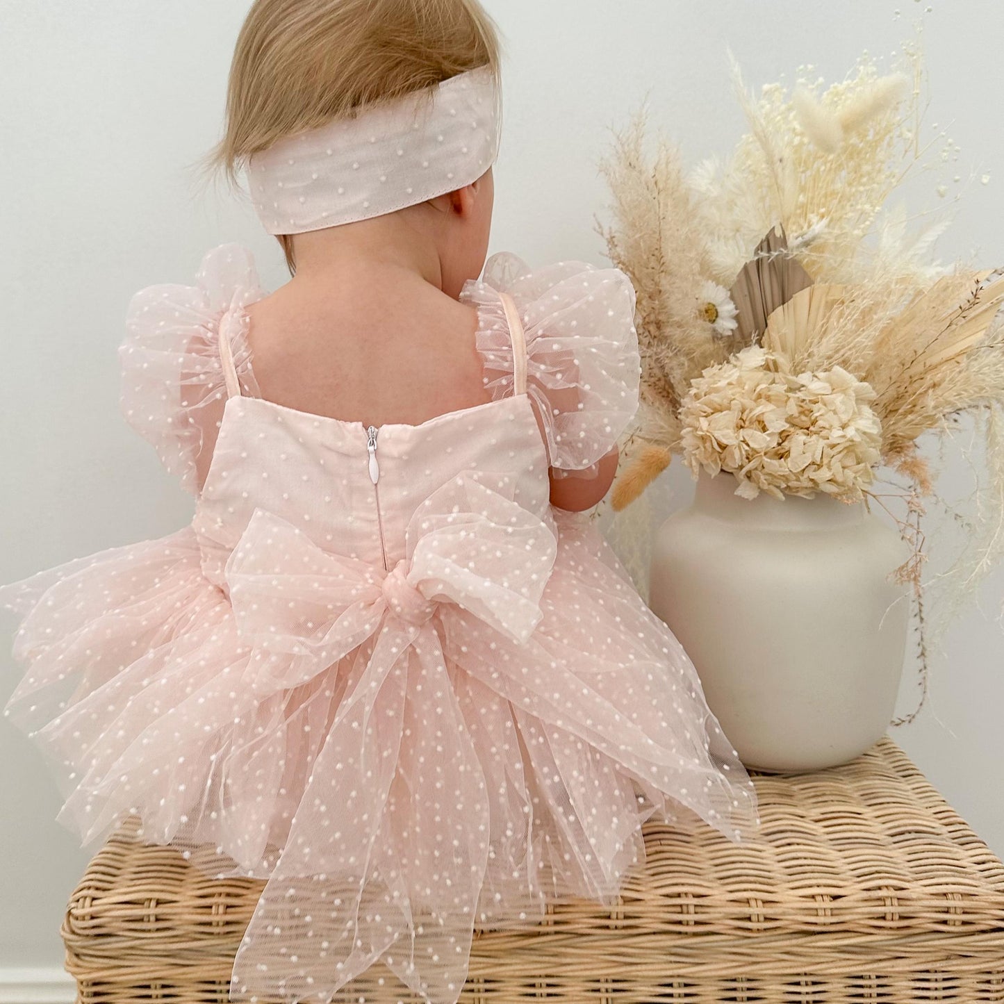 Tinkerbell Romper Pastel Pink Baby Girl Tulle Party Romper