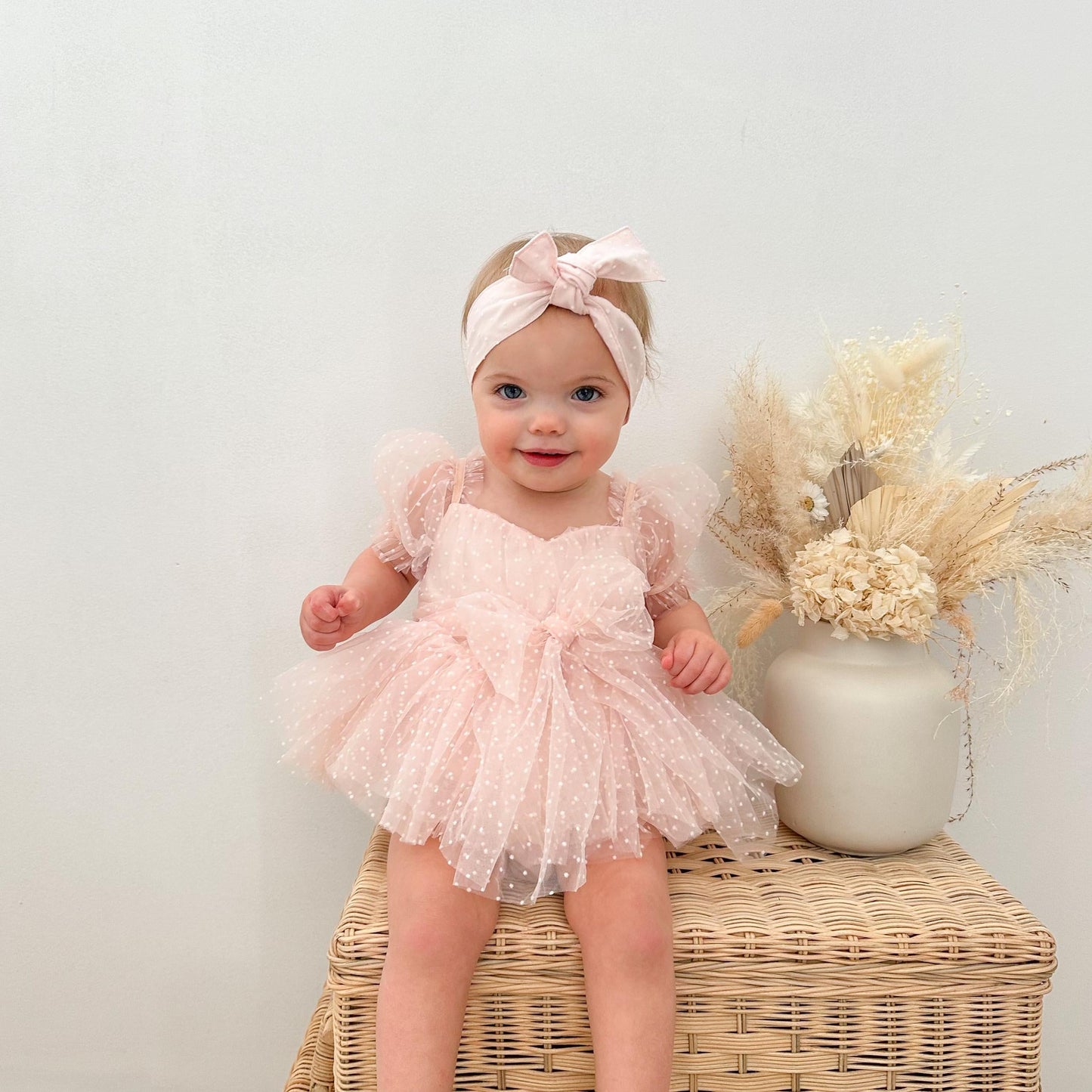 Tinkerbell Romper Pastel Pink Baby Girl Tulle Party Romper