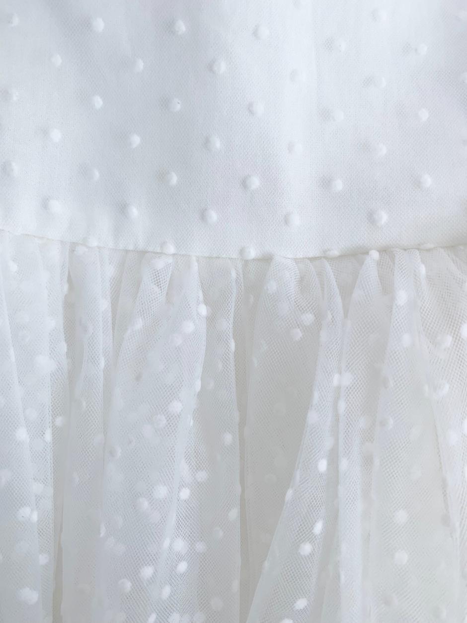 Swiss Dot Bloom White Baby Girl Tulle Romper