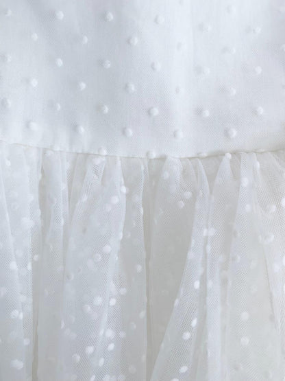 Swiss Dot Bloom White Baby Girl Tulle Romper