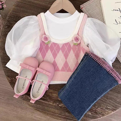 Girls Fall School Outfit Girls Elegant Two-piece Set