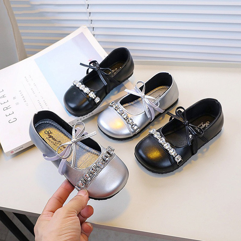 Bowknot Rhinestone Princess Shoes Soft Sole Leather Shoes