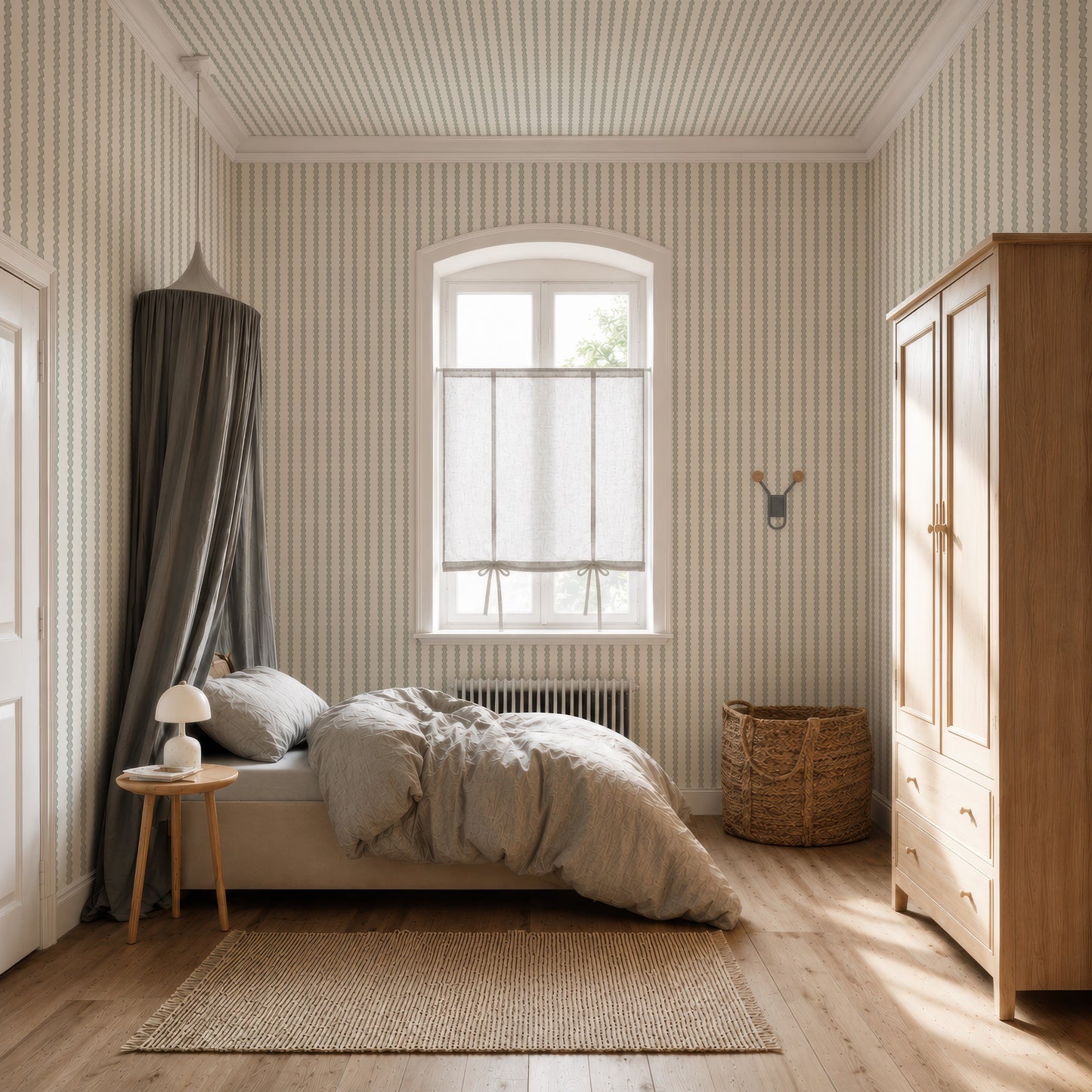 Little Abacus Stripe Wallpaper, Blue and Green