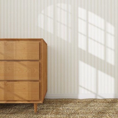 Little Abacus Stripe Wallpaper, Off White and Taupe