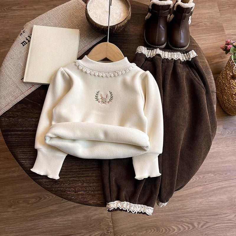Girls Winter Comfortable Outfit Girls Elegant Outfit Two-piece Set