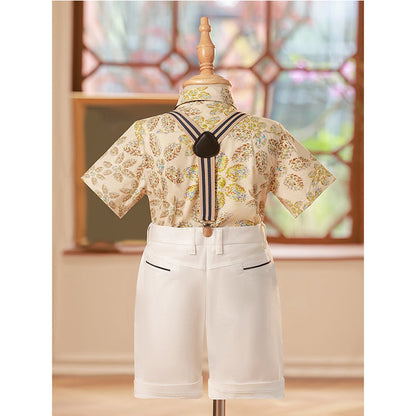 Boys Floral Shirt Birthday Suit Performance Costume