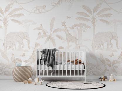 African Safari Mural, Neutral