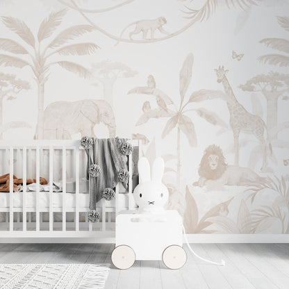 African Safari Mural, Neutral