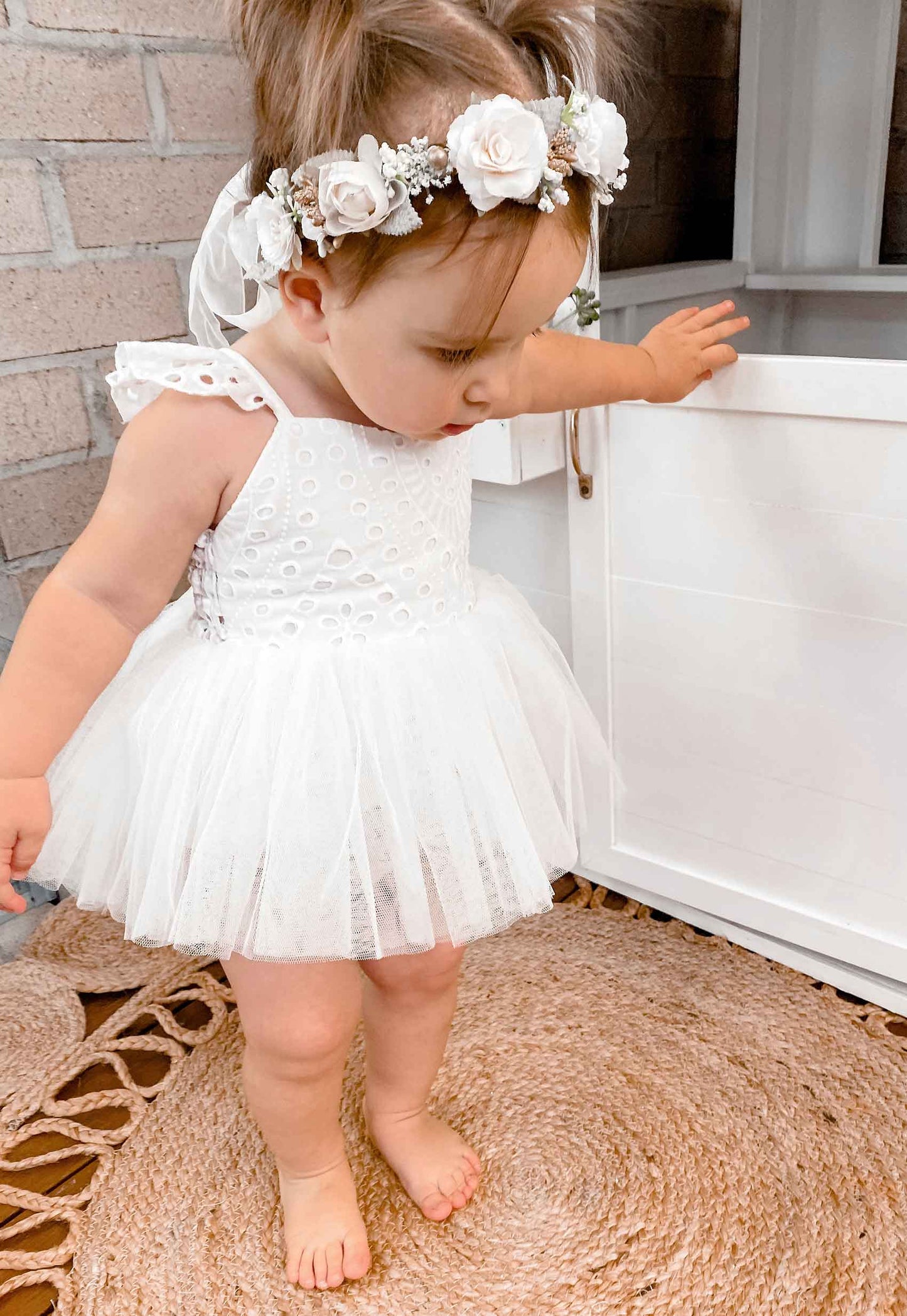 Trixie Belle White Tutu Baby Girl Tulle Party Romper