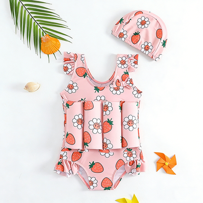 Children's Buoyancy Pink Peach Onesie Swimsuit