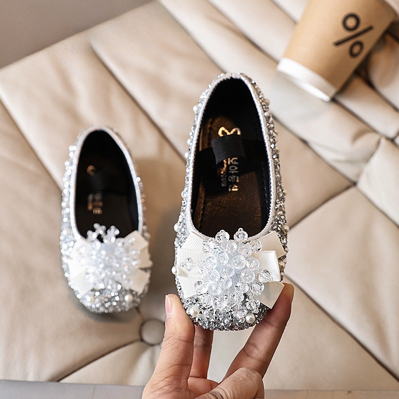 Girls Birthday Princess Shoes Children Flower Rhinestone Shoes