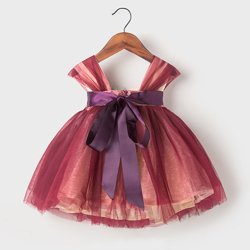 Flower Girl Dress Baby Girl Birthday Party Dress Red Pageant Princess Dress