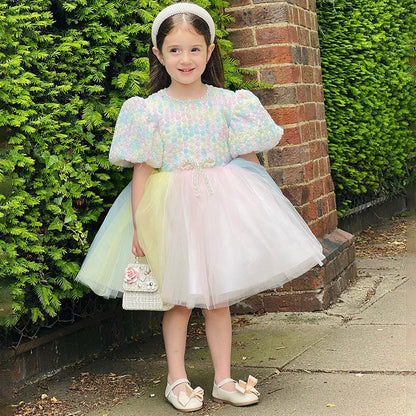 Girl Christmas Dress Baby Girl Birthday Party Dress Toddler Summer Rainbow Pink Cake Princess Dress Girls Pageant Dresses