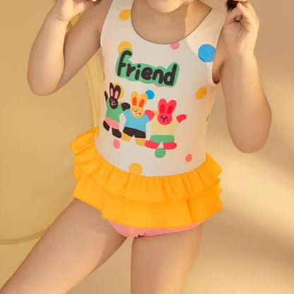 New Summer Girls' Graffiti Polka Dot Swimsuit
