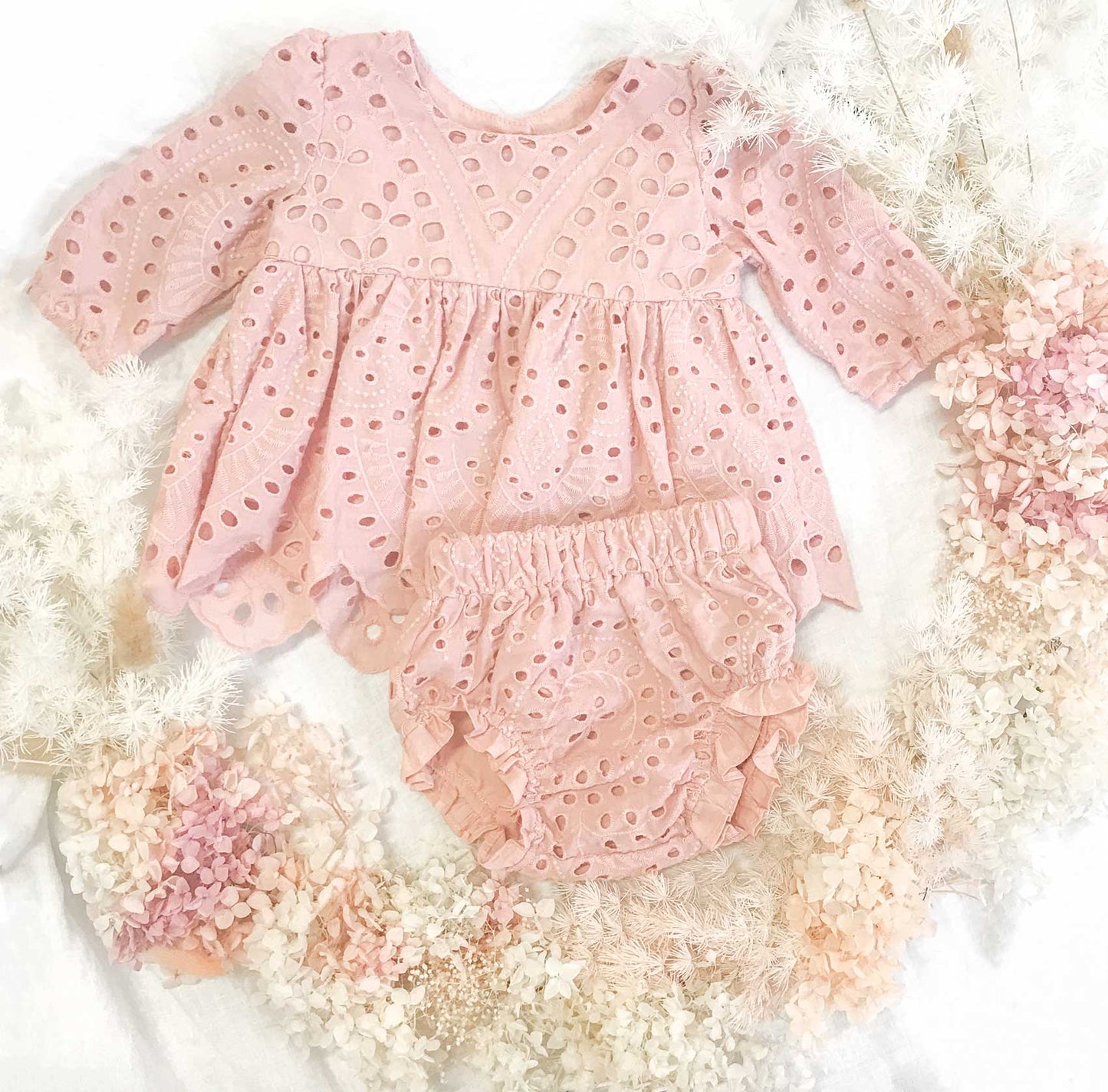 Dusty Rose Pink Ivy Baby Girl Two Piece Set